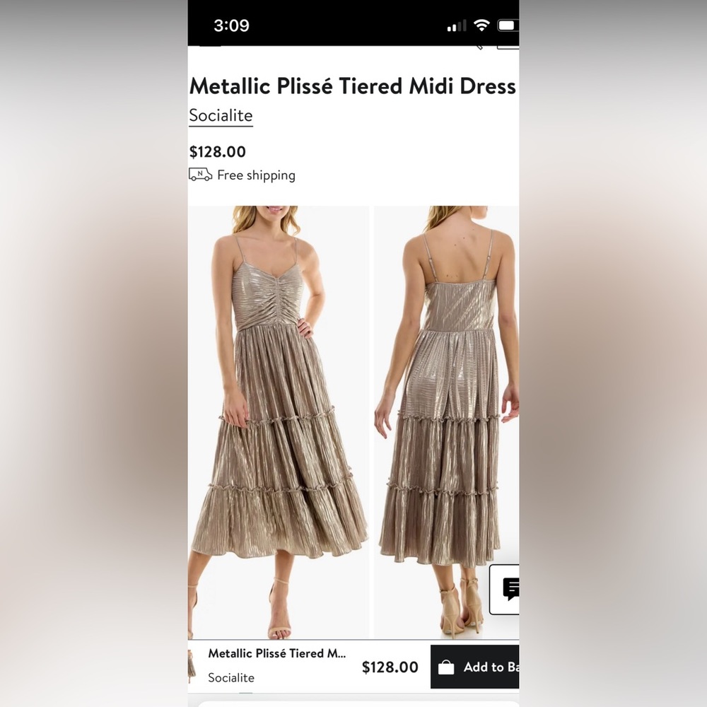 Socialite Metallic Midi Dress Women’s size XL